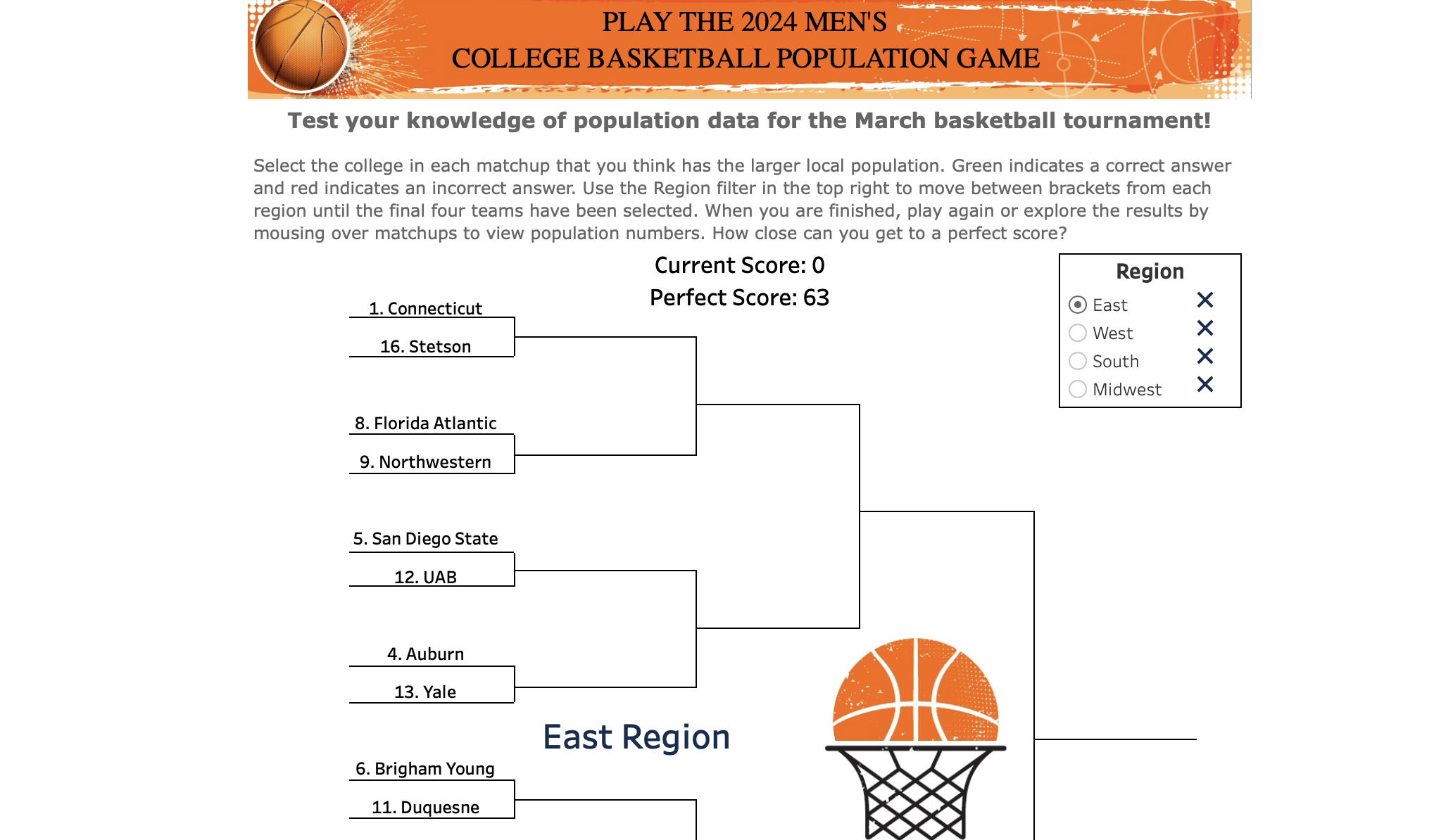 Going Mad this March? Play the College Basketball Population Game